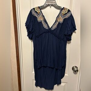 Free People Blue Flowy Top NWT - Size Small
